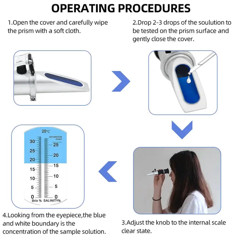 Handheld 2-in-1 Refractometer (available in with or without box) by Habicare