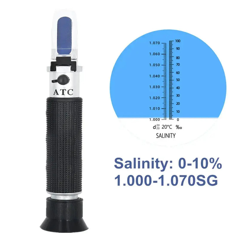 Handheld Refractometer Sea Salt Salinity Meter 0–10% (available with or without box) by Habicare