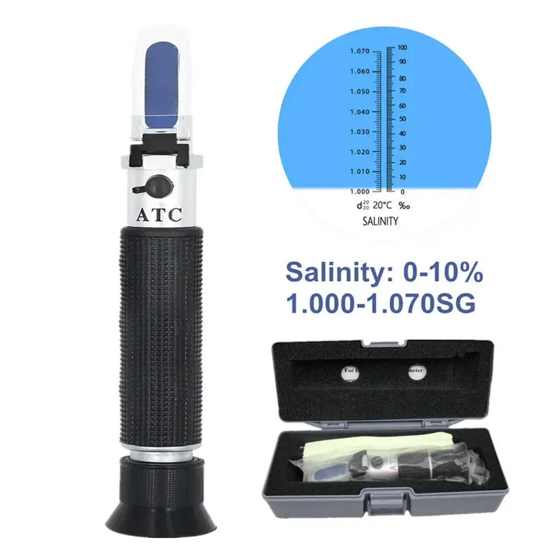 Handheld Refractometer Sea Salt Salinity Meter 0–10% (available with or without box) by Habicare