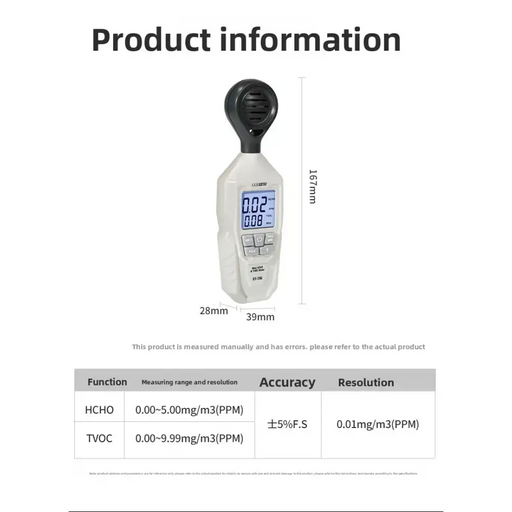 Handheld TVOC & HCHO Air Quality Tester (2-in-1) by Habicare