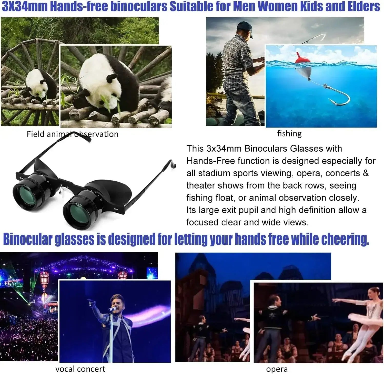 China China Fishing Binoculars for outdoor bird watching, fishing, sports, theater professional hands-free glasses HD portable telescope