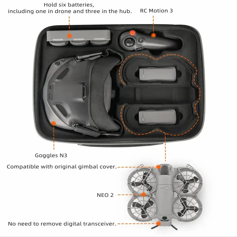 Hard PU Carrying Case for DJI Neo 2 (4 types of case available) by Habicare