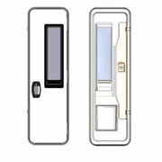 Metallic Silver Door Flyscreen Right Hinged design with sliding flyscreen, window blind, and built-in rubbish bin.