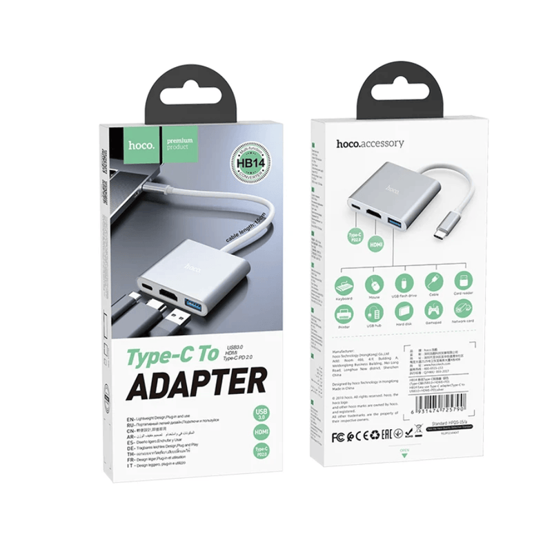 techplus USB-C Hub – USB 3.0, HDMI & PD Charging Adapter (HB14) USB-C Hub – USB 3.0, HDMI & PD Charging Adapter (HB14)