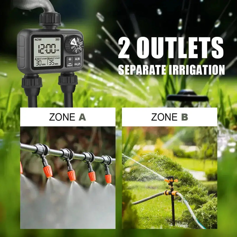 HCT-M06 Digital 2-Outlet Water Timer with Independent Zone Control by Habicare