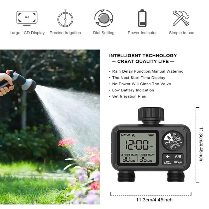 HCT-M06 Digital 2-Outlet Water Timer with Independent Zone Control by Habicare