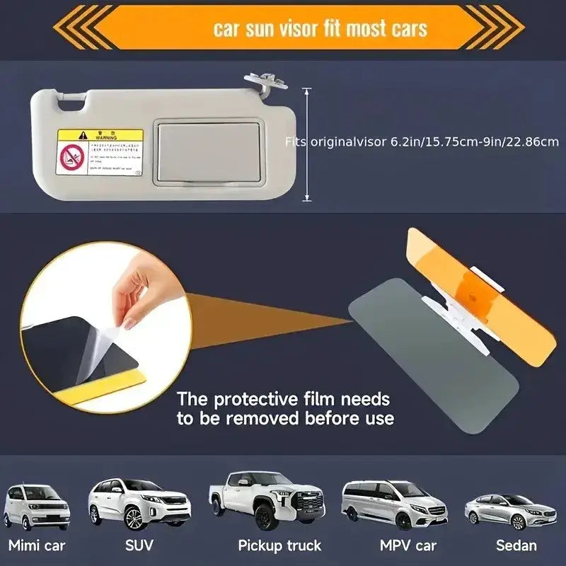 HD Anti-Glare Car Sun Visor – Day & Night Driving Sunlight Protection by Habicare