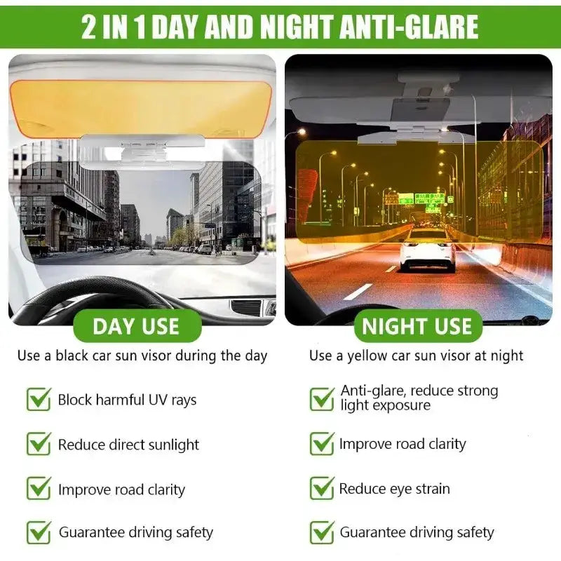 HD Anti-Glare Car Sun Visor – Day & Night Driving Sunlight Protection by Habicare