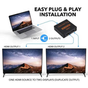 techplus HDMI Splitter 1x2 4K 30Hz 1 In 2 Out HDMI 1.4b HDMI Splitter 1x2 4K 30Hz 1 In 2 Out HDMI 1.4b | NZ