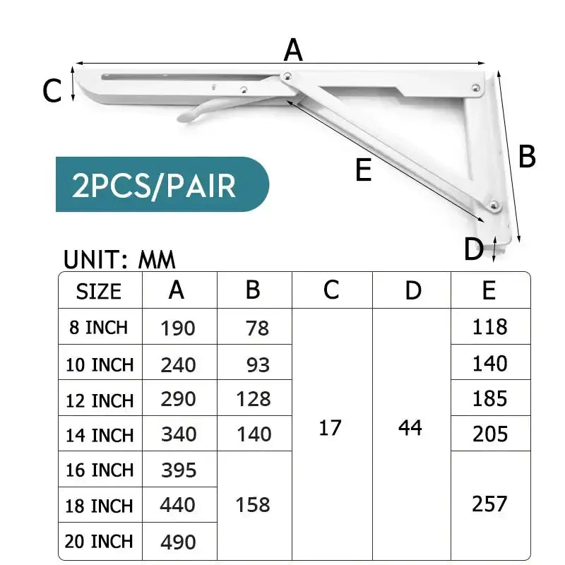 Heavy Duty Folding Shelf Brackets for RV / Caravan Tables (2PCS) by Habicare