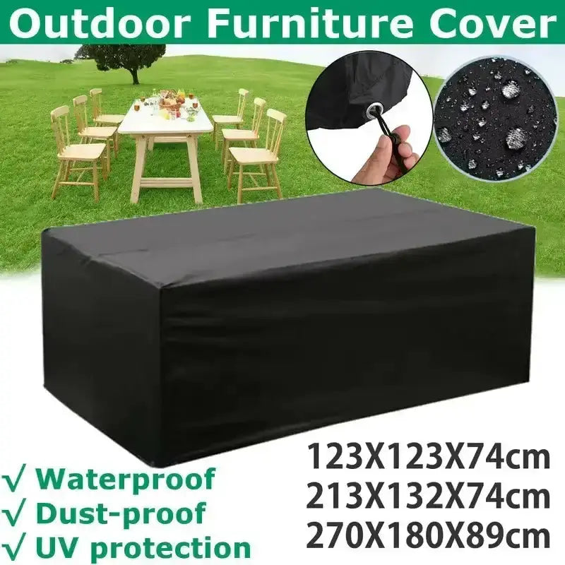 Heavy-Duty Waterproof Patio Furniture Cover – Square Design (Black) by Habicare
