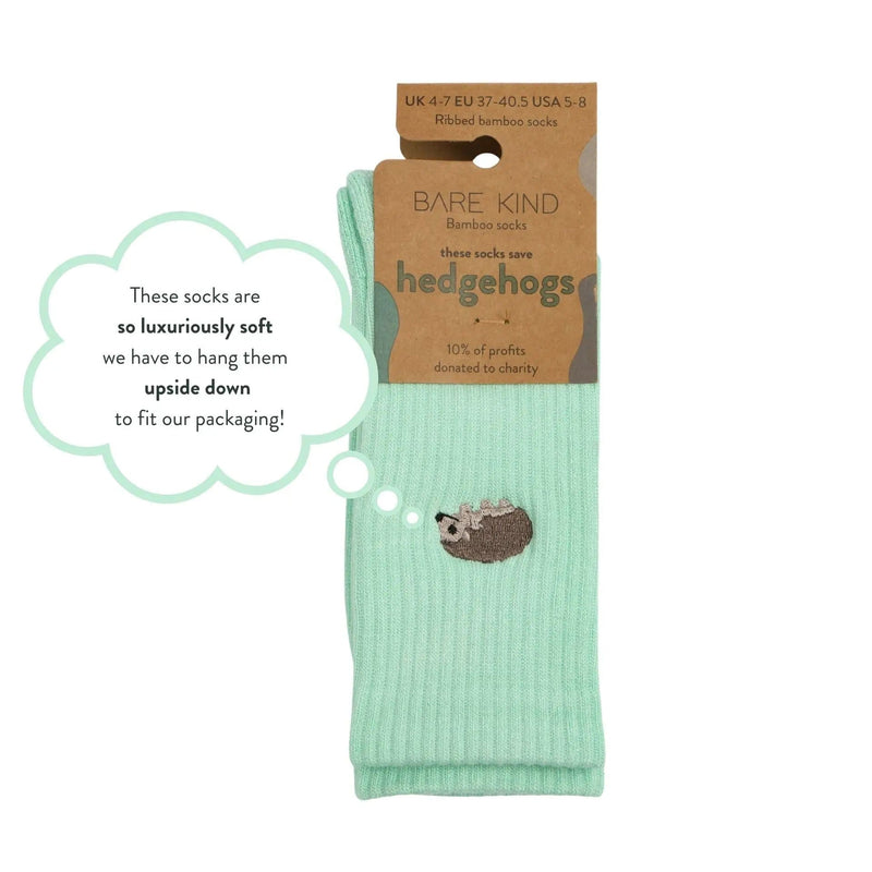 Barekind NZ Socks Save the Hedgehog Ribbed Bamboo Socks Save the Hedgehog Ribbed Bamboo Socks