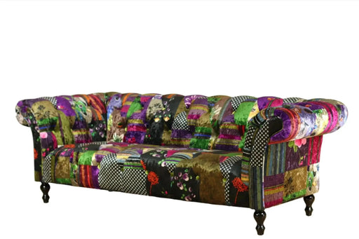 BroDeals sofa Chesterfield Patchwork 3 Seater Sofa In Multicolor Velvet Chesterfield Patchwork Sofa In Multicolor Velvet