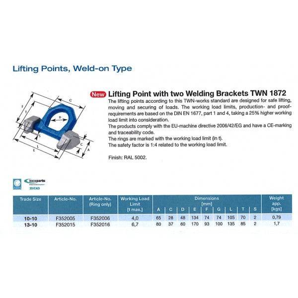 Thiele G100 Lifting/Lashing Eye C/W 2 Side Saddles - Action Outdoors Kiwi