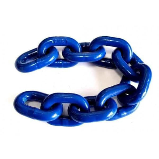 Chain AMG G100 - Per Full Drum 8mm 200mm Drum - Blue chain links for industrial use.