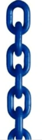 Lifting Chain G100 - Thiele Blue 26mm 26.5T WLL - close-up of blue round steel chain links.