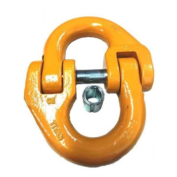 Connector 26mm G80 Titan 21.2T WLL with double cotter retainer and load pin, made in Taiwan.