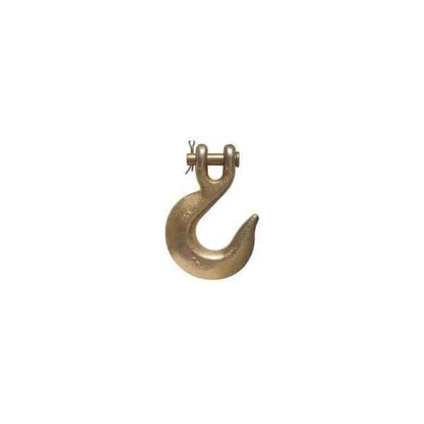6mm 2.3T Slip Hook - G70 Clevis made from drop forged steel with gold zinc plating for reliable load restraint.