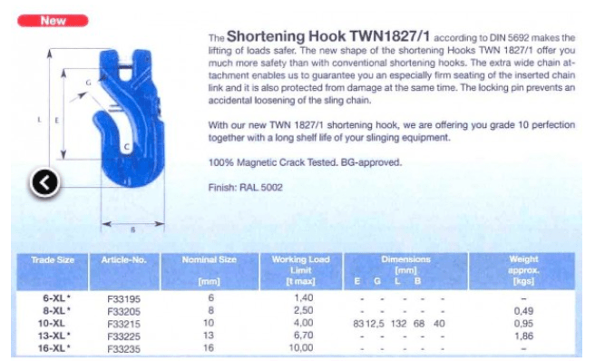 HES NZ Ltd Hook Grab Hook G100 - Thiele XL Clevis 13mm 6.7T