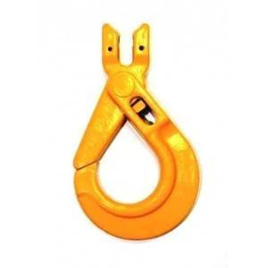 Safety Hook-Clevis c/w Side Trigger 10mm 3.15T - Orange safety hook with side locking trigger mechanism.