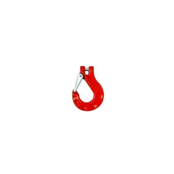 Sling Hook - Thiele TWN 1340 Clevis 16mm 8T - Red safety latch hook used for lifting.