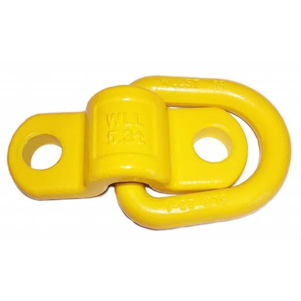 SLR G80 Bolt-On D.Ring c/w 2 Hole Saddle in bright yellow for lifting and securing applications.