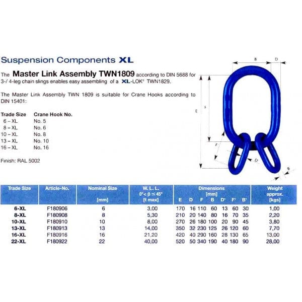 HES NZ Ltd Multi Ring Multi Ring G100 - Thiele XL 22mm 3-4Leg 40.0T