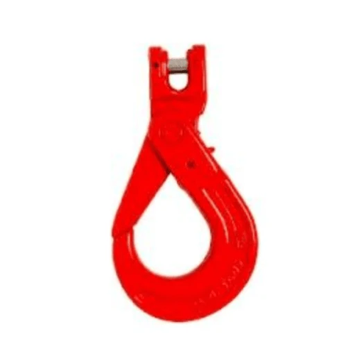 Safety Hook - Thiele TWN 0799 Clevis 20mm 12.5T shown in red color, featuring a self-locking trigger.