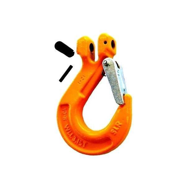 Sling Hook - SLR G80 Clevis 16mm 8T - Heavy Cast Spring Latch Kit for secure lifting.