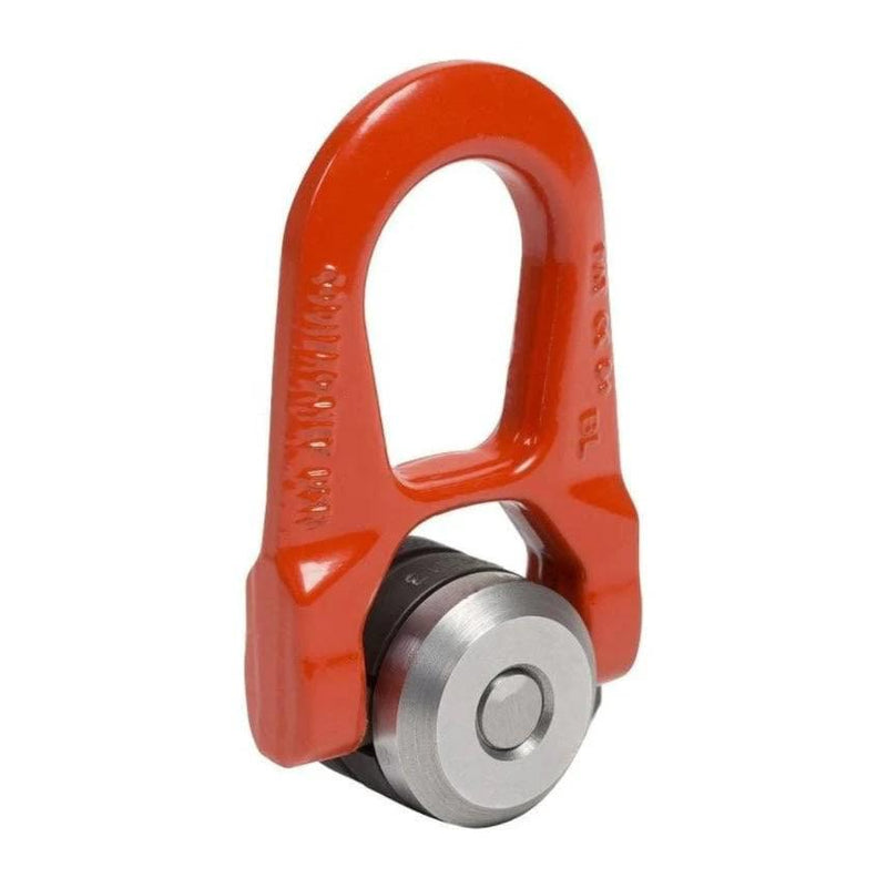 CodiPro Swivel Weld On Lifting Eye with a red handle, featuring a swivel mechanism and conforms to EN1677 standards.
