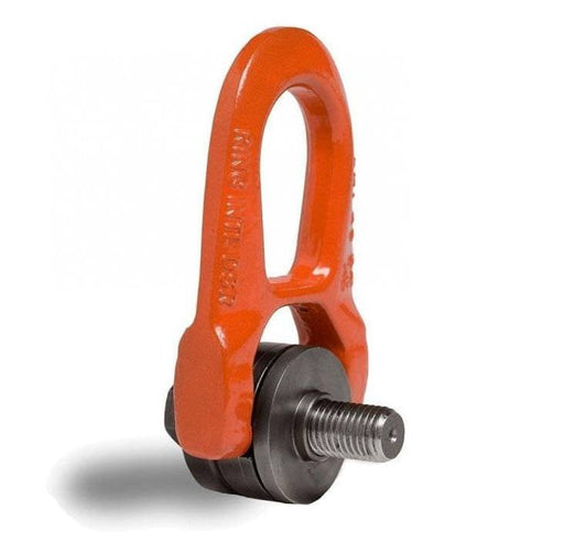 Metric Double Swivel Ring-0.15TWLL-L15mmx1.00mm with orange finish and metallic bolt, designed for heavy lifting.