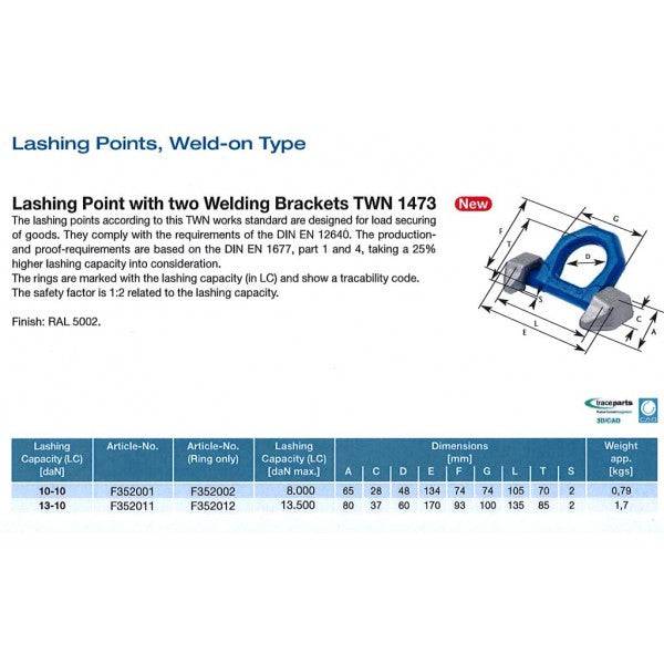 HES NZ Ltd Thiele Thiele G100 Lifting/Lashing Eye C/W 2 Side Saddles