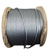 9mm Galv Wire Rope 6X31 IWRC - 100m Reel on a wooden spool showcasing its flexible construction and galvanized finish.