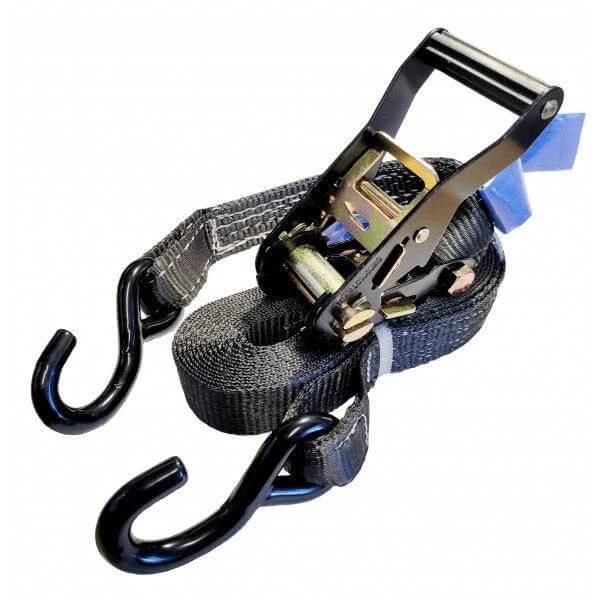 Tiedown - 35mm Black 6.5M 1.0T L/C c/w S.Hooks with black powdercoated S.Hooks and industrial webbing.