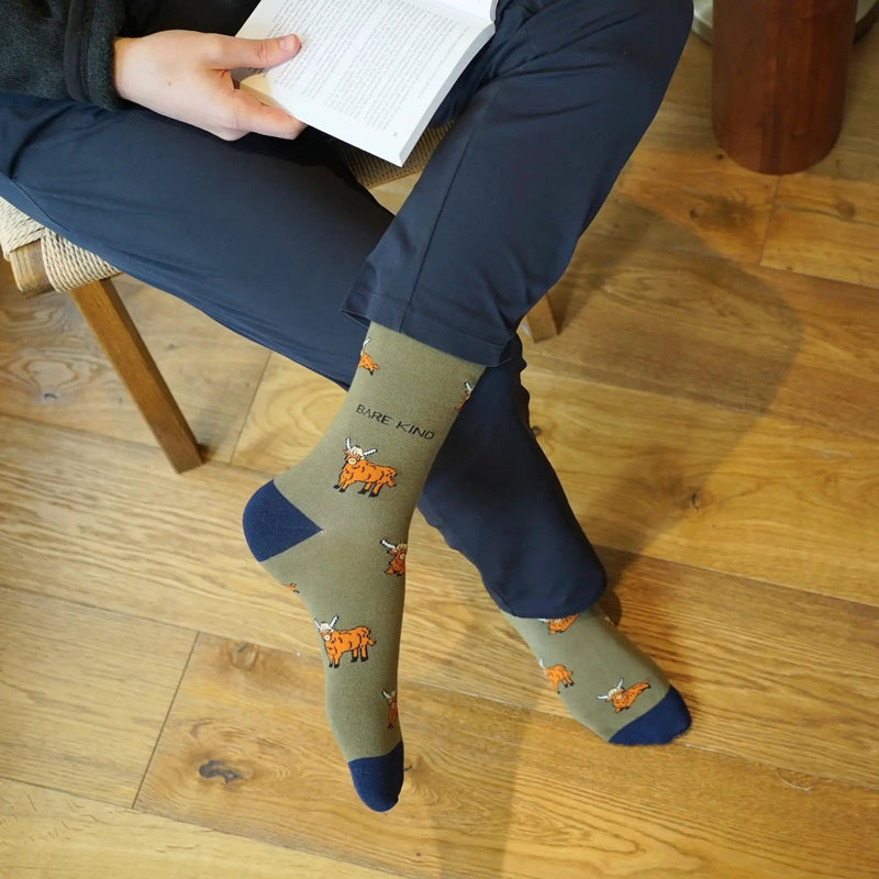 Barekind NZ Socks Save the Green Highland Cow Bamboo Socks Save the Green Highland Cow Bamboo Socks