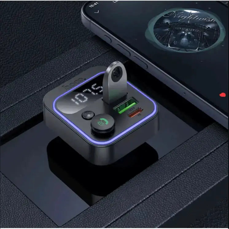 techplus Hoco 38W FM Car Kit with PD+QC, RGB Light (E85) | Bluetooth 5.4 Car Charger Hoco 38W FM Car Kit E85 Bluetooth 5.4 Car Charger