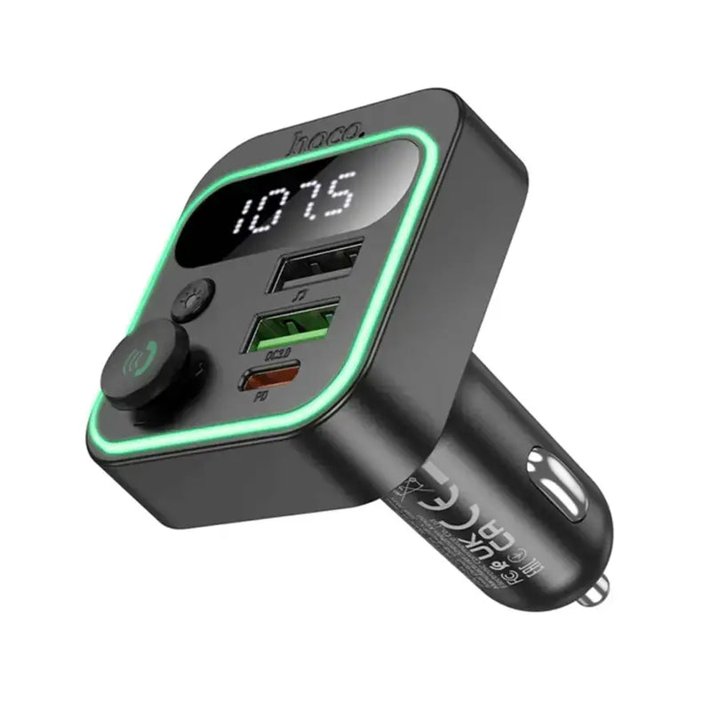 techplus Hoco 38W FM Car Kit with PD+QC, RGB Light (E85) | Bluetooth 5.4 Car Charger Hoco 38W FM Car Kit E85 Bluetooth 5.4 Car Charger