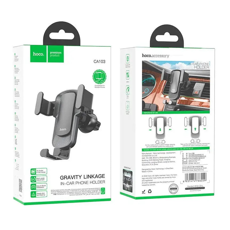 techplus Hoco CA103 Gravity Car Air Vent Phone Holder | Automatic Clamp Mount for 4.5–7 Inch Phones Hoco CA103 Gravity Car Phone Holder Automatic Clamp