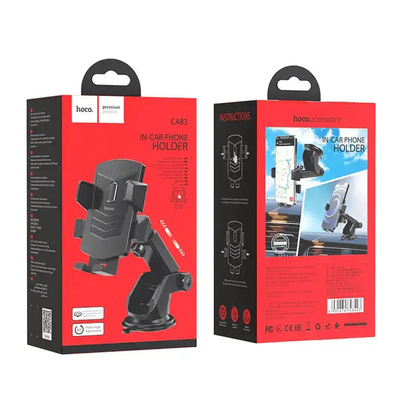 techplus Hoco CA83 Car Phone Holder 4.5–7 Inch | Strong Clamp Dashboard & Windshield Mount Hoco CA83 Car Phone Holder With Strong Clamp