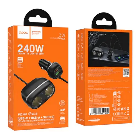 BroDeals Car Charger 48W PD+QC Super Fast Car Charger w/ 2 x Cigarette Lighter Hub up to 240W 48W PD+QC Super Fast Car Charger w/ 2 x Cigarette Lighter Hub up to 240W