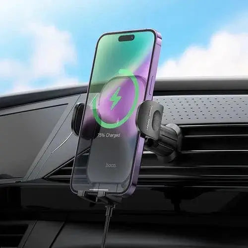 15W Wireless Charging Air Vent Phone Holder w/ Hook Locking by BroDeals