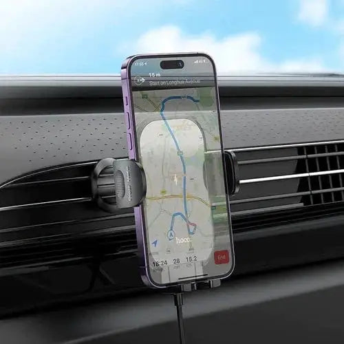 15W Wireless Charging Air Vent Phone Holder w/ Hook Locking by BroDeals