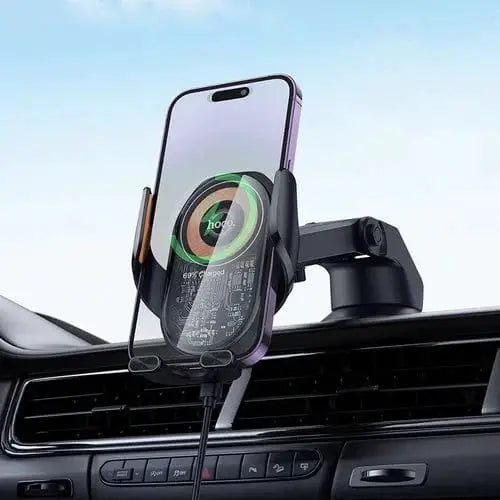BroDeals Car Phone Holder 15W Wireless Charging Phone Holder for Windshield & Dashboard w/ Transparent Design 15W Wireless Charging Phone Holder for Windshield & Dashboard w/ Transparent Design