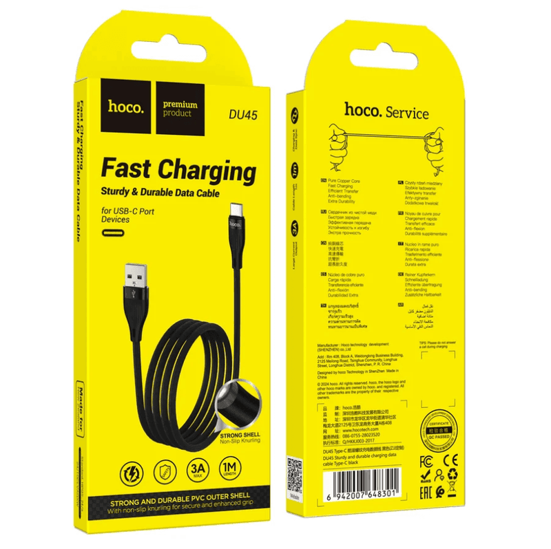 techplus USB-A to USB-C Fast Charging Data Cable | 3A, 1 Meter, Black (DU45) USB-A to USB-C Fast Charging Data Cable | 3A, 1 Meter, Black (DU45)