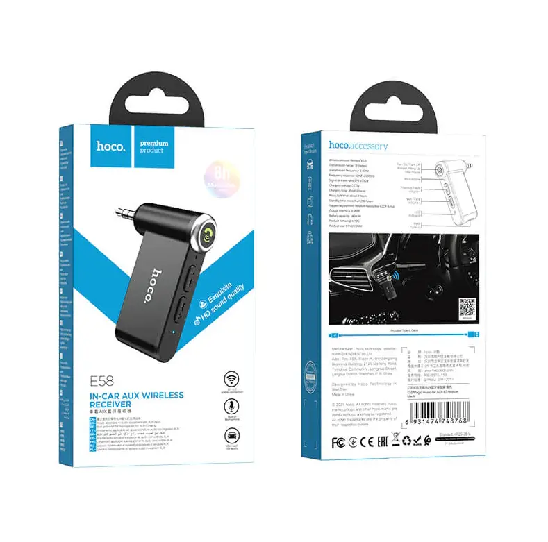 Hoco E58 Bluetooth 5.0 Audio Receiver | Wireless 3.5mm Adapter by techplus