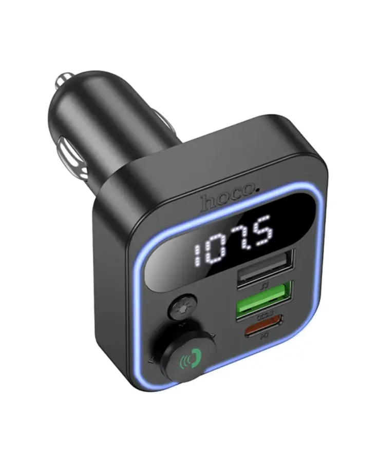 Hoco 38W FM Car Kit with PD+QC, RGB Light (E85) | Bluetooth 5.4 Car Charger by techplus
