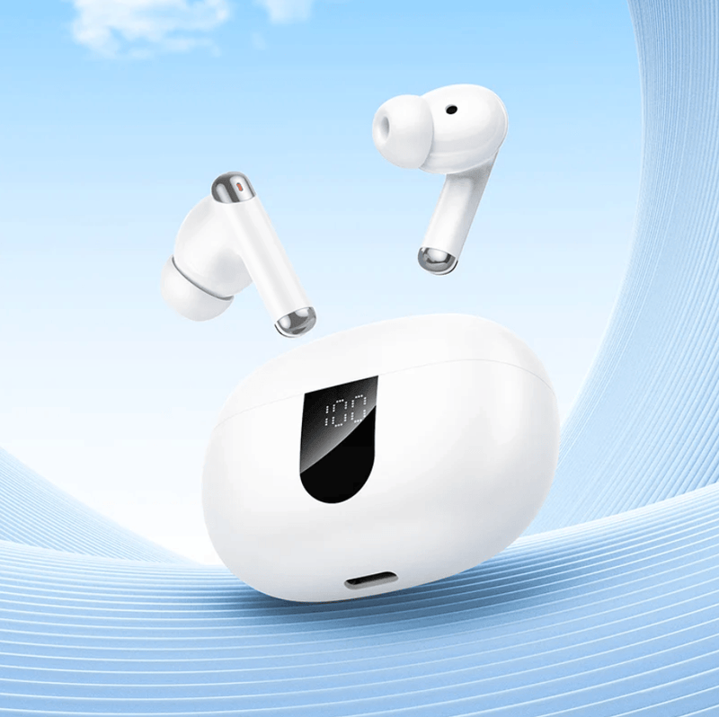 techplus TWS Earbuds with ANC + ENC Noise Cancellation | Bluetooth 5.4 and LED Display (EQ26) - White TWS Earbuds with ANC + ENC Noise Cancellation | Bluetooth 5.4 and LED Display (EQ26) - White