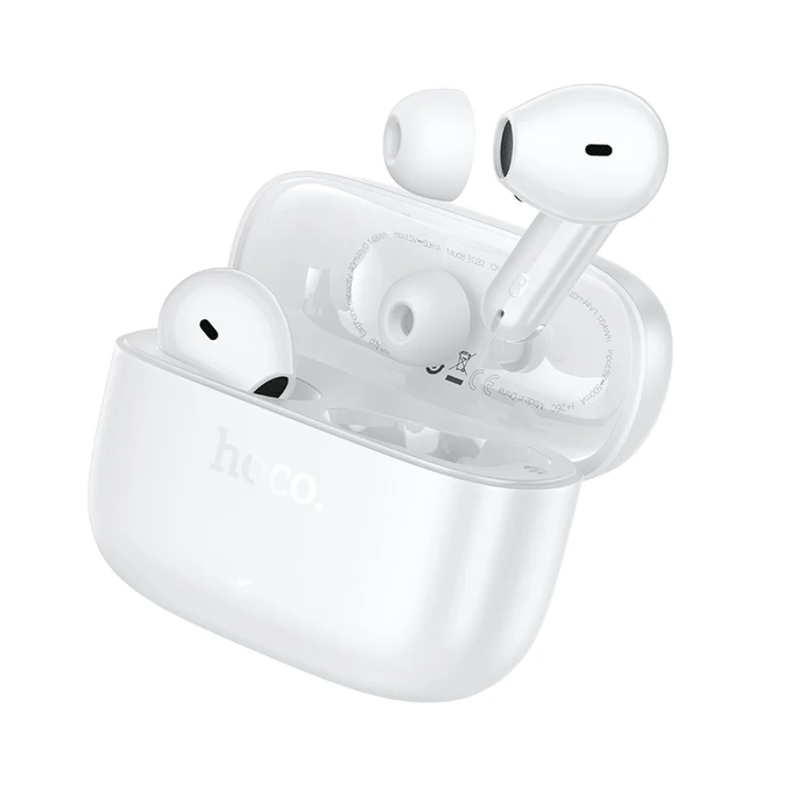 techplus TWS Wireless Earbuds – 2-in-1 Hybrid Fit, Bluetooth 6.0 and HOCO App Control (EQ32) - White TWS Wireless Earbuds – 2-in-1 Hybrid Fit, Bluetooth 6.0 and HOCO App Control (EQ32) - White