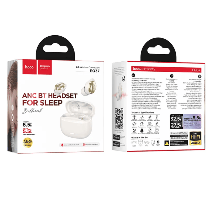 techplus Mini TWS Earbuds with ANC Noise Cancelling, Sleep-Friendly Design and Bluetooth 6.0 (EQ37) - White Mini TWS Earbuds with ANC Noise Cancelling, Sleep-Friendly Design and Bluetooth 6.0 (EQ37) - White