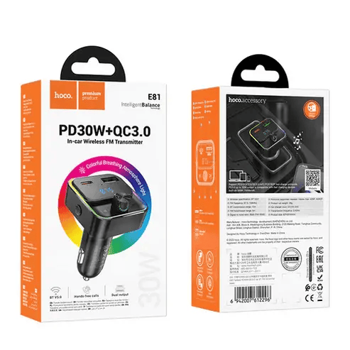 BroDeals FM Kit 30W FM Car Kit with PD+QC, RGB Light 30W FM Car Kit with PD+QC, RGB Light